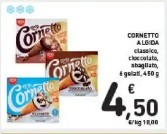 Conad CORNETTO ALGIDA classico, cloccolato 6 gelati, 450g offerta