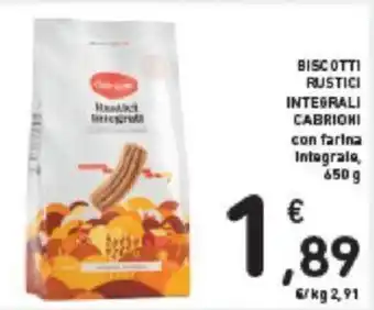 Conad BISCOTTI RUSTICI INTEGRALI CABRIONI con farina Integrale, 650 g offerta