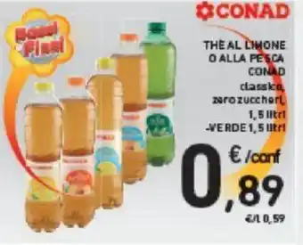 Conad THÈ AL LIMONE O ALLA PESCA CONAD classica, zerozuccherl, 1,5 litri -VERDE 1,5 litrl offerta