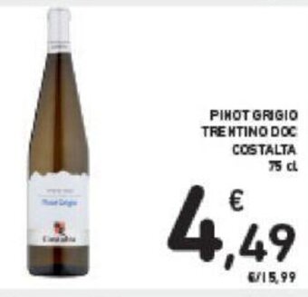 Conad PINOT GRIGIO TRENTINO DOC COSTALTA 75 cl offerta