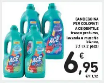 Conad CANDEGGINA PER COLORATI ACE GENTILE fresco profumo, lavanda e muschlo blanco, 3,1 l x2 pezzi offerta