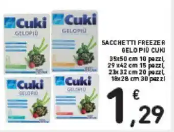 Conad SACCHETTI FREEZER GELO PIÙ CUKI 35x50 cm 10 pazzi, 29 x42 cm 15 pazzi 23x 32 cm 20 pazz 18x28 cm 30 pazzi offerta