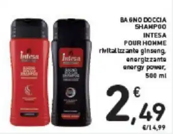 Conad BAGNO DOCCIA SHAMPOO INTESA POUR HOMME rivitalizzante ginseng. energizzante energy power, 500ml offerta