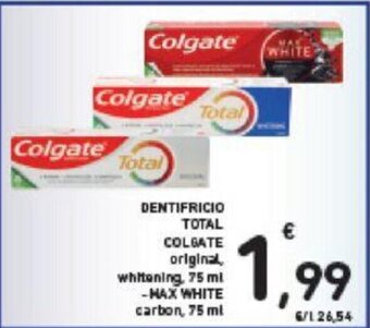 Conad DENTIFRICIO TOTAL COLGATE original whitening, 75 ml offerta