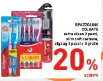 Conad SPAZZOLINO COLGATE extra clean 2 pezzi, silm soft carbona, zigzag 3 pezzi + 3 gratis offerta