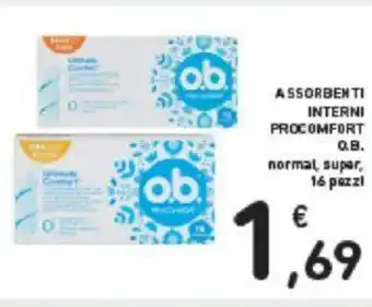 Conad ASSORBENTI INTERNI PROCOMFORT O.B. normal, super, 16 pezzi offerta
