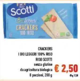 Conad CRACKERS I BIO LEGGERI 100% RISO RISO SCOTTI senz da agricoltura biologica 8 porzioni, 200 g offerta