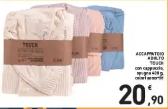 Conad ACCAPPATOIO ADULTO TOUCH con cappuccio, spugna 400 g. coloriassortiti offerta