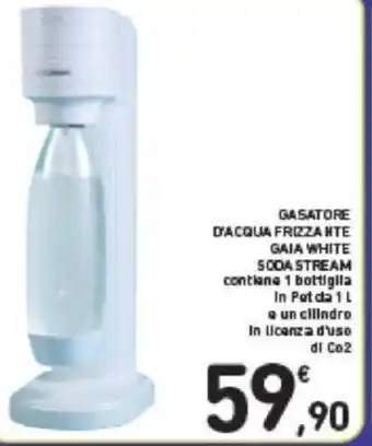 Conad GASATORE D'ACQUA FRIZZANTE GAIA WHITE SODASTREAM contiene 1 bottiglia offerta