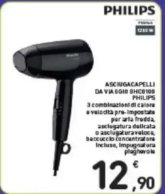 Conad ASCIUGACAPELLI DA VIAGGIO BHC0100 PHILIPS offerta