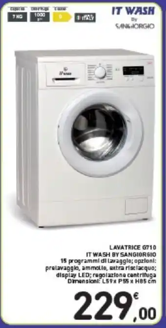 Conad LAVATRICE G710 IT WASH BY SANGIORGIO Dimensioni: L59x P55 x H85cm offerta