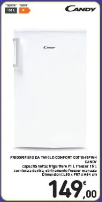 Conad FRIGORIFERO DA TAVOLO COMFORT COT 1545FWH CANDY offerta