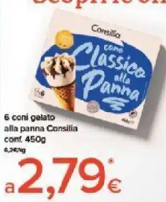 DEM 6 coni gelato alla panna Consilia conf. 450g offerta