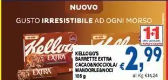 DEM KELLOGG'S BARRETTE EXTRA CACAO&NOCCIOLA/ MANDORLE&NOCI 105 g offerta