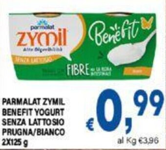 DEM PARMALAT ZYMIL BENEFIT YOGURT SENZA LATTOSIO PRUGNA/BIANCO 2X125 g offerta