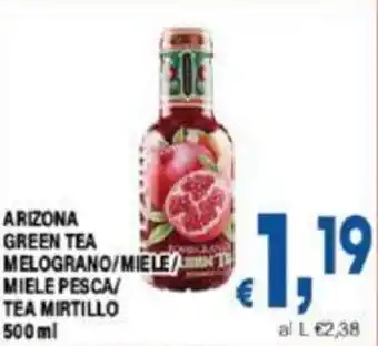 DEM ARIZONA GREEN TEA MELOGRANO/MIELE MIELE PESCA/ TEA MIRTILLO 500 ml offerta