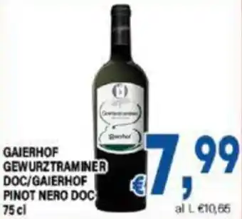 DEM GAIERHOF GEWURZTRAMINER DOC/GAIERHOF PINOT NERO DOC 75 cl offerta