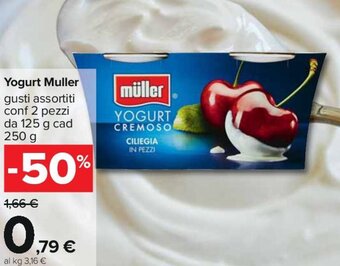Carrefour Yogurt Muller gusti assortiti conf 2 pezzi da 125 g cad 250 g offerta