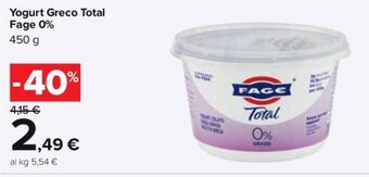 Carrefour Yogurt Greco Total Fage 0% 450 g offerta