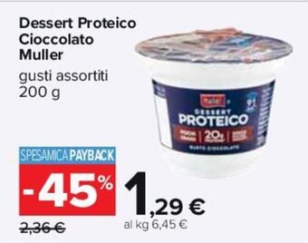 Carrefour Dessert Proteico Cioccolato Muller gusti assortiti 200 g offerta