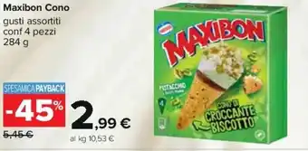 Carrefour Maxibon Cono gusti assortiti conf 4 pezzi 284 g offerta