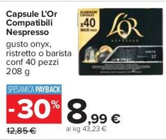 Carrefour Capsule L'Or Compatibili Nespresso conf 40 pezzi 208 g offerta