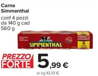 Carrefour Carne Simmenthal conf 4 pezzi da 140 g cad 560 g offerta