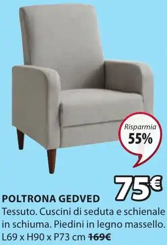 JYSK POLTRONA GEDVED L69 x H90 x P73 cm offerta