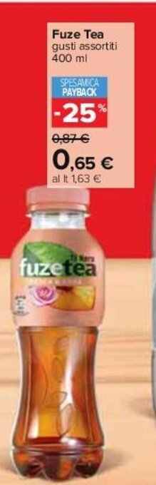 Carrefour Fuze Tea gusti assortiti 400 ml offerta