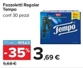 Carrefour Fazzoletti Regolar Tempo conf 30 pezzi offerta