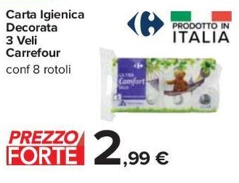 Carrefour Carta Igienica Decorata 3 Veli Carrefour conf 8 rotoli offerta