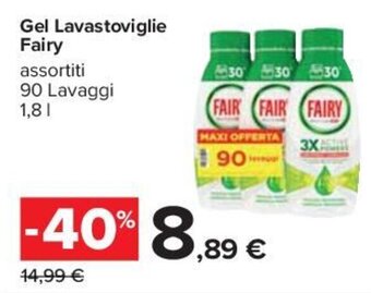 Carrefour Gel Lavastoviglie Fairy assortiti 90 Lavaggi 1,8 l; offerta
