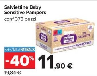 Carrefour Salviettine Baby Sensitive Pampers conf 378 pezzi offerta