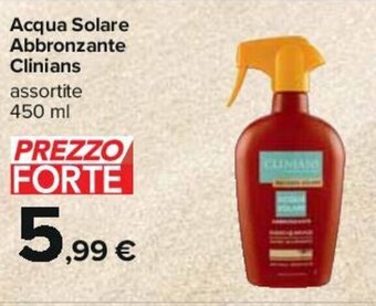 Carrefour Acqua Solare Abbronzante Clinians assortite 450 ml offerta