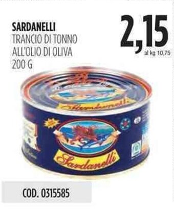 Carico Cash & Carry Sardanelli Trancio di Tonno All'Olio di Oliva 200g offerta