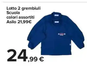 Lotto 2 grembiuli Scuola colori assortiti Asilo