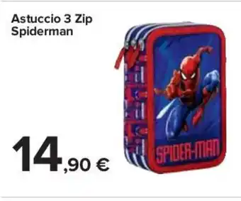 Carrefour Astuccio 3 Zip Spiderman offerta