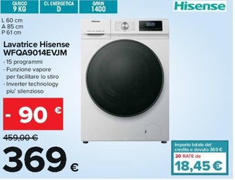 Carrefour Lavatrice Hisense WFQA9014EVJM offerta