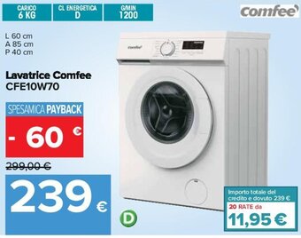 Carrefour Lavatrice Comfee CFE10W70 offerta
