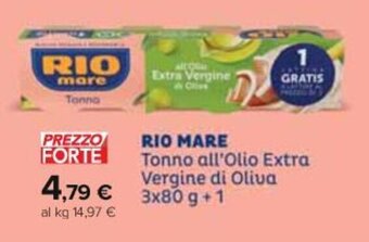 Carrefour RIO MARE Tonno all'Olio Extra Vergine di Oliva 3x80 g+1 offerta