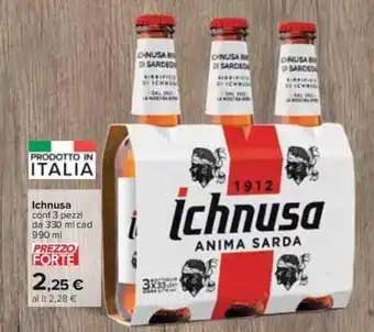Carrefour Ichnusa conf 3 pezzi da 330 ml cad 990 ml offerta