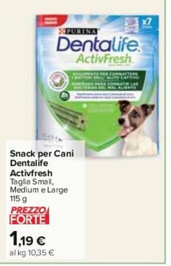 Carrefour Snack per Cani Dentalife Activfresh 115 g offerta