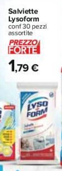 Carrefour Salviette Lysoform conf 30 pezzi assortite offerta