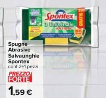 Carrefour Spugne Abrasive Salvaunghie Spontex conf 2+1 pezzi offerta