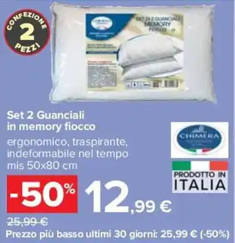 Carrefour Set 2 Guanciali in memory fiocco 50x80 cm offerta