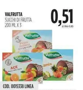 Carico Cash & Carry Valfrutta Succhi di Frutta 200ml x 3 offerta