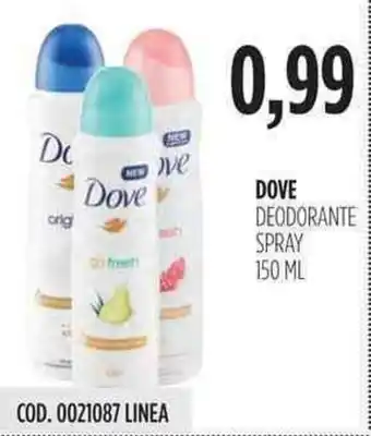 Carico Cash & Carry Dove Deodorante Spray 150ml offerta