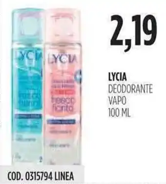 Carico Cash & Carry Lycia Deodorante Vapo 100ml offerta