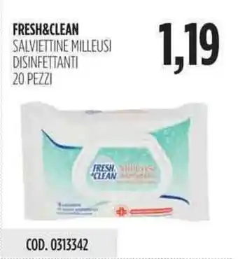 Carico Cash & Carry Fresh & Clean Salviette Milleusi Disinfettanti 20 pezzi offerta