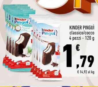 Conad KINDER PINGUI classico/cocco 4 pezzi - 120 g offerta